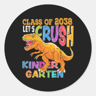 Klaar om de kleuterschool 2038 Dinosaur Ck naar Sc Ronde Sticker