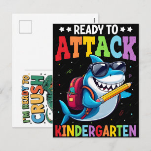 Klaar om de kleuterschool aan te vallen Haai Terug Feestdagenkaart