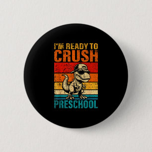 Klaar om de kleuterschool dinosaurus kleuterschool ronde button 5,7 cm