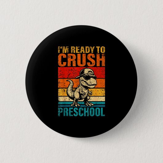 Klaar om de kleuterschool dinosaurus kleuterschool ronde button 5,7 cm (Voorkant)