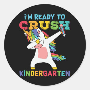 Klaar om de kleuterschool te verpletteren Cute Een Ronde Sticker