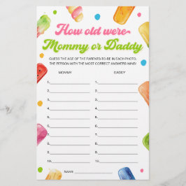 Klaar om de Pop Baby shower Guess the Age Game