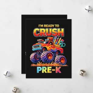 Klaar om de Pre-K Monstertruck Terug naar School t Feestdagenkaart