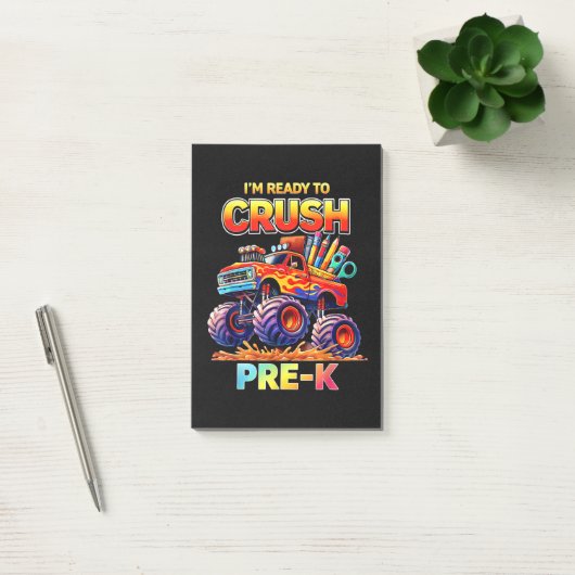 Klaar om de Pre-K Monstertruck Terug naar School t Post-it® Notes (Kantoor)