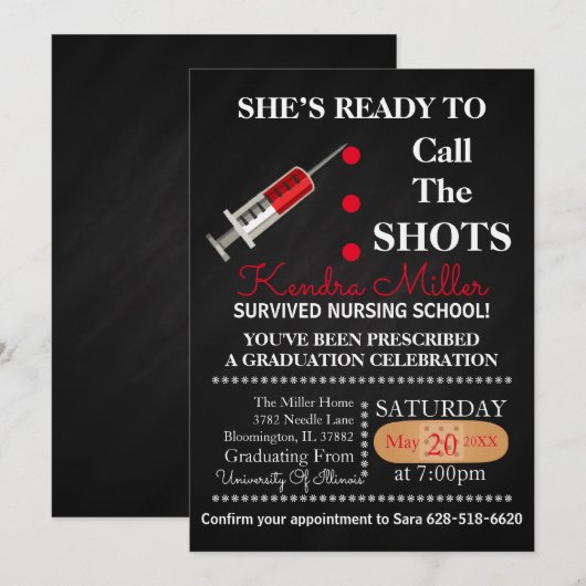 Klaar om de Shots Afstuderen Invite te bellen Kaart (Voorkant / Achterkant)