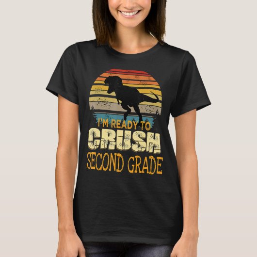Klaar om de tweede 2e graad Dinosaur terug te bren T-shirt (Voorkant)