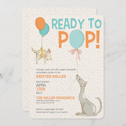 Klaar om de Uitnodiging van het Baby shower te Pop (Voorkant / Achterkant)