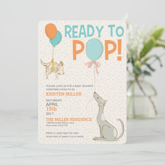 Klaar om de Uitnodiging van het Baby shower te Pop (Staand voorkant)