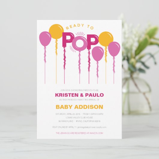 Klaar om de Uitnodiging van het Baby shower te Pop (Staand voorkant)