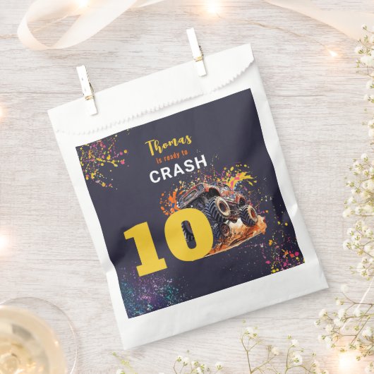 Klaar om een monstertruck donkere verjaardag te cr bedankzakje (Geknipt)