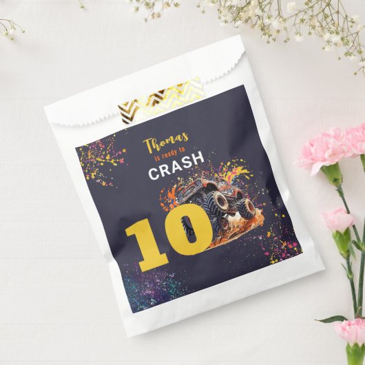 Klaar om een monstertruck donkere verjaardag te cr bedankzakje (Gezegeld)