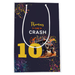 Klaar om een monstertruck donkere verjaardag te cr medium cadeauzakje