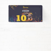 Klaar om een monstertruck donkere verjaardag te cr spandoek (Insitu)