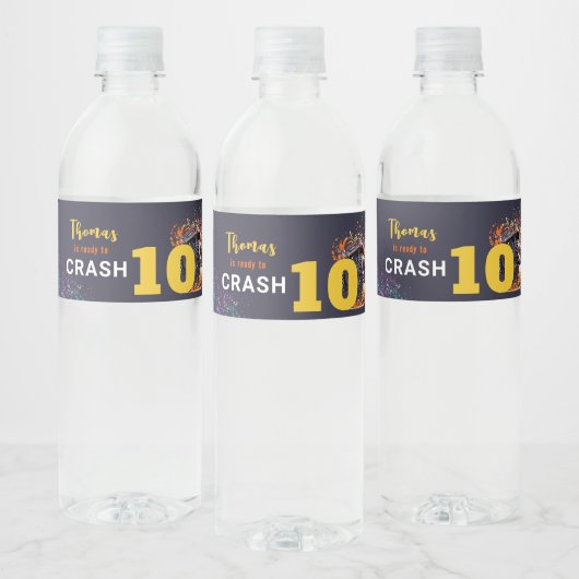 Klaar om een monstertruck donkere verjaardag te cr waterfles etiket (Flessen)