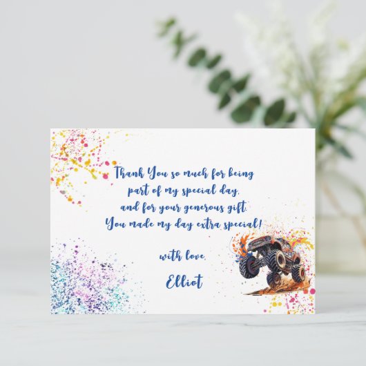 Klaar om een monstervrachtwagen te crashen bedankkaart (Staand voorkant)