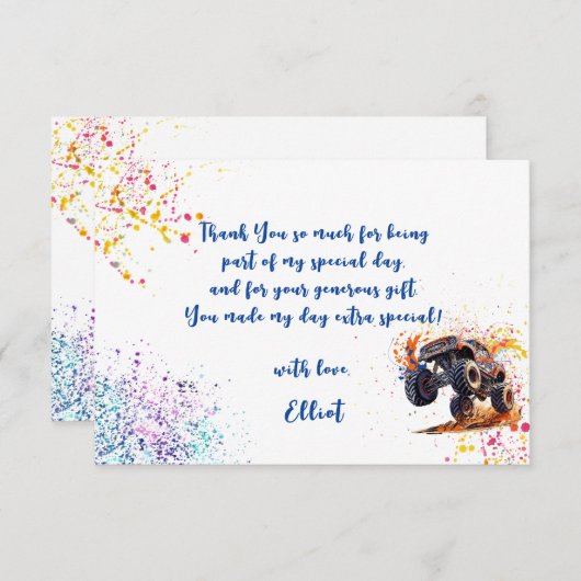 Klaar om een monstervrachtwagen te crashen bedankkaart (Voorkant / Achterkant)
