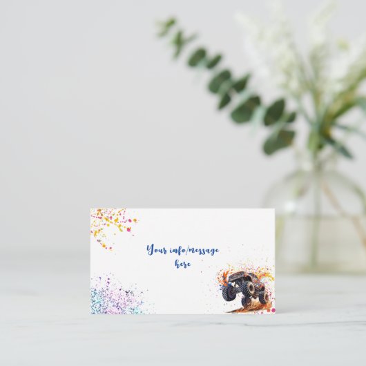 Klaar om een monstervrachtwagen te crashen informatiekaartje (Staand voorkant)