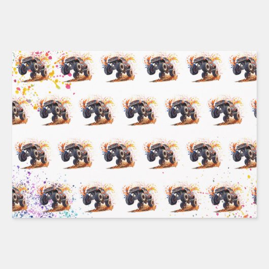 Klaar om een monstervrachtwagen te crashen inpakpapier vel (Voorkant 3)