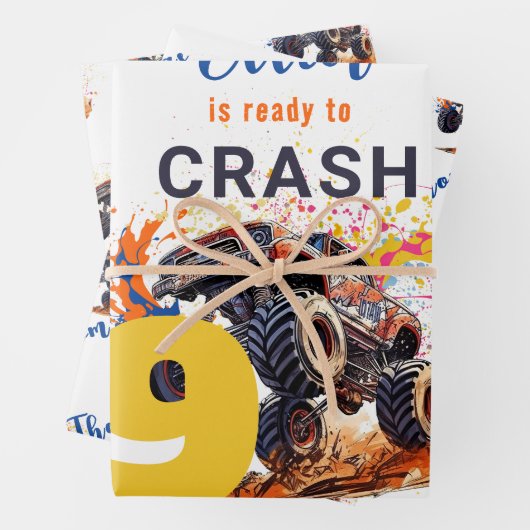 Klaar om een monstervrachtwagen te crashen inpakpapier vel (In situ)