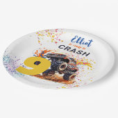 Klaar om een monstervrachtwagen te crashen papieren bordje (Gekanteld)