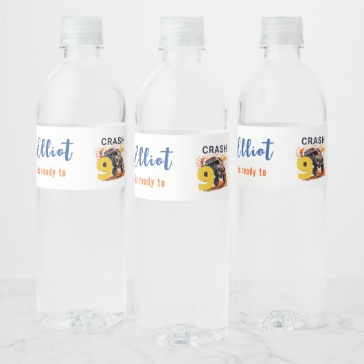 Klaar om een monstervrachtwagen te crashen waterfles etiket (Flessen)