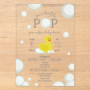 Klaar om Eend te Barsten Neutrale Baby Shower Acryl Uitnodigingen