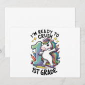 Klaar om eerste klas terug naar school eenhoorn te kaart (Voorkant / Achterkant)