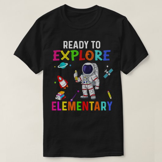 Klaar om elementaire astronaut terug te vinden naa t-shirt (Design voorkant)