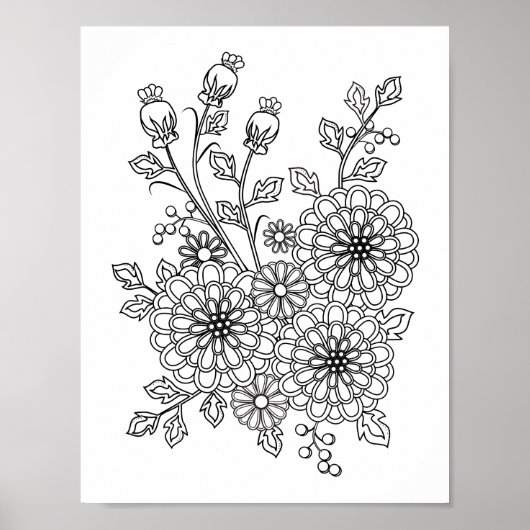 Klaar om Fancy Floral Kleurontwerp te kleuren Poster (Voorkant)