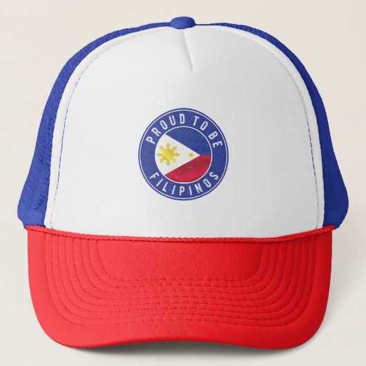 Klaar om Filipinos pride Flag Coffee Mok Class te Trucker Pet (Voorkant)