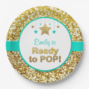 Klaar om goud en baby shower borden te poppen papieren bordje