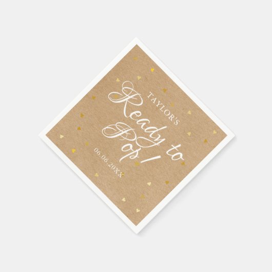 Klaar om Gouden Hartjes Confetti Baby Shower Servet (Hoek)