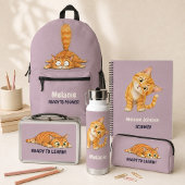 Klaar om Grappige Oranje Kat Mauve Potloodetui te Etui