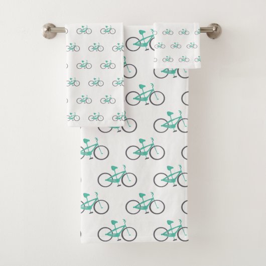 Klaar om groene fietsen te rijden bad handdoek (Insitu)