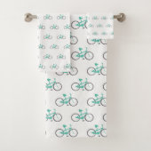Klaar om groene fietsen te rijpen bad handdoek (Insitu)