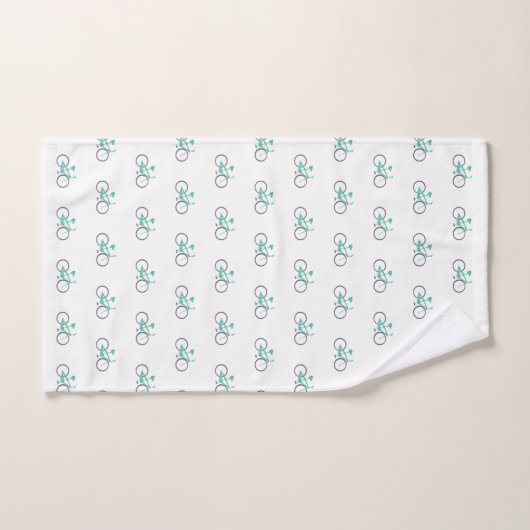 Klaar om groene fietsen te rijpen bad handdoek (Handdoek)