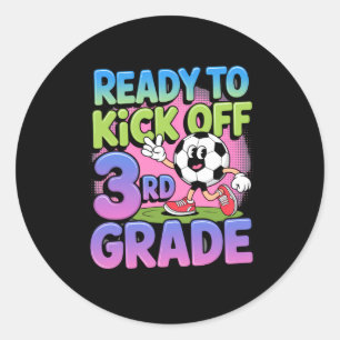 Klaar om het derde leerjaar voetbal kids terug naa ronde sticker