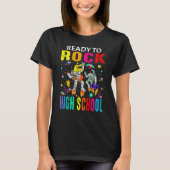 Klaar om High School Astronaut Dinosaur terug te r T-shirt (Voorkant)
