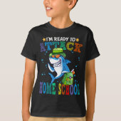 Klaar om Home School Shark Back School aan te vall T-shirt (Voorkant)