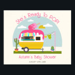 Klaar om Ice Pop Truck Girl Baby shower te Poppen Poster<br><div class="desc">Ice pop het baby shower van het meisje met een afbeelding van de camper met roze ijskap bovenaan,  cactus naast de camper en babykleding die uit de kleerlijn hangt.</div>