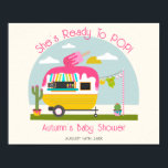 Klaar om Ice Pop Truck Girl Baby shower te Poppen Poster<br><div class="desc">Ice pop het baby shower van het meisje met een afbeelding van de camper met roze ijskap bovenaan,  cactus naast de camper en babykleding die uit de kleerlijn hangt.</div>