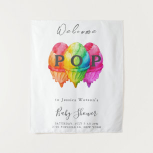 Klaar om Ijsje Verloop Roze Baby Shower te Knallen Wandkleed