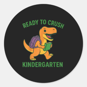 Klaar om kinderen naar school te brengen ronde sticker