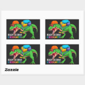 Klaar om Kindergarten Dinosaur te kreuken Rechthoekige Sticker (Vel)