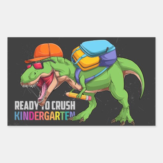 Klaar om Kindergarten Dinosaur te kreuken Rechthoekige Sticker (Voorkant)