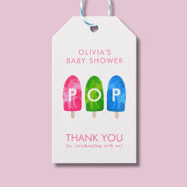 Klaar om kleurrijke Roze Baby Shower te baren Cadeaulabel