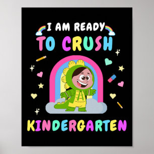 Klaar om kleuter dinosaur meisje terug naar poster