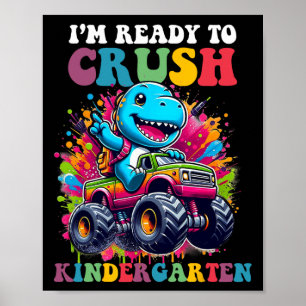 Klaar om kleuterdinosauriër vrachtwagenontwerp te  poster
