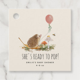 Klaar om paddenstoelen Pop Egel Baby shower Roze Bedankjes Labels