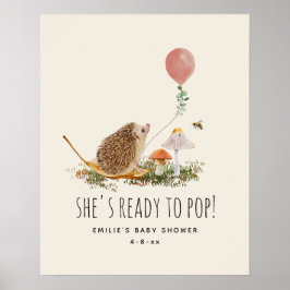 Klaar om paddenstoelen Pop Egel Baby shower Roze Poster